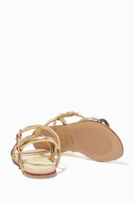 hover state of Gold Logo Mix Sandals in Nappa Leather