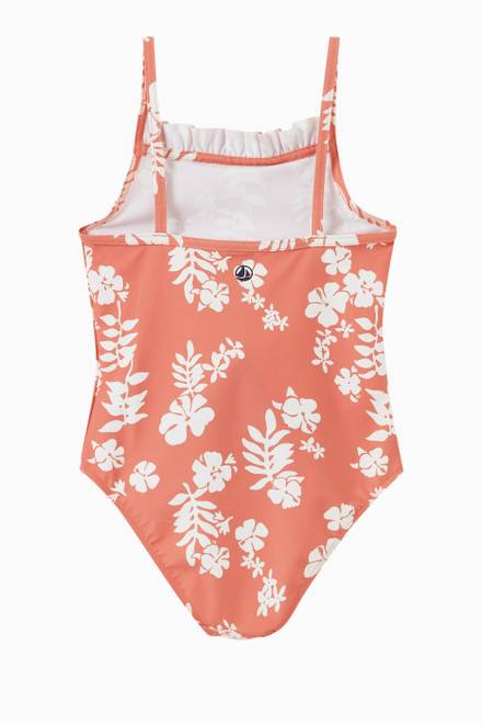 hover state of Hawaiian Floral Print One-Piece Swimsuit
