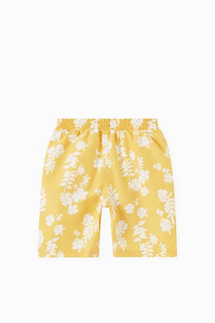 hover state of Hawaiian Print Swimming Trunks 