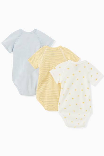 hover state of Sun Theme Bodysuit in Cotton, Set of 3