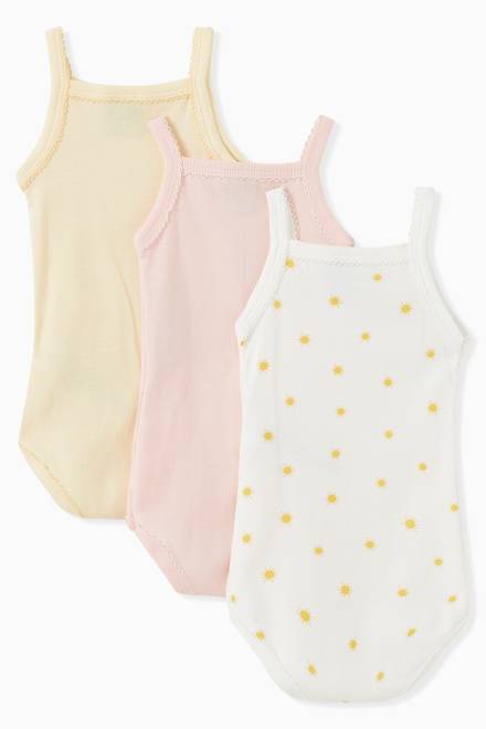 hover state of Sun Theme Bodysuit in Organic Cotton, Set of 3