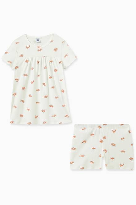 hover state of Crab Print Pyjamas in Cotton, Set of Two 