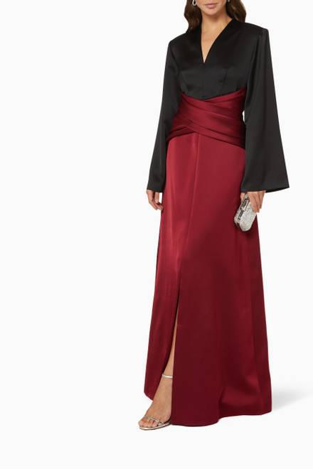 hover state of Draped Belt Maxi Dress 
