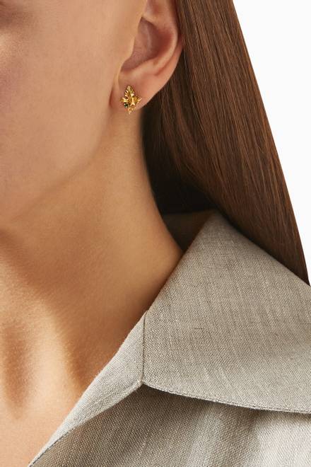 hover state of Mini Siena Stud Earring in 24kt Gold-plated Bronze 