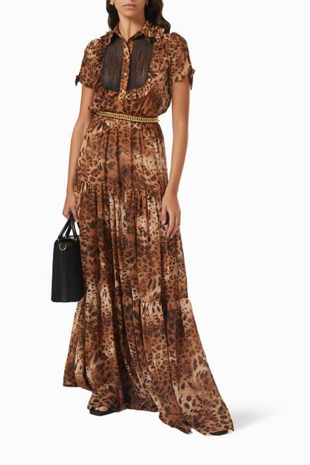 hover state of Animal-printed Maxi Dress in Georgette