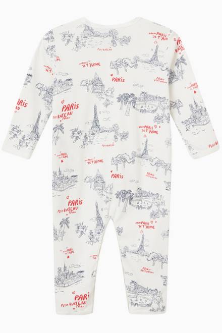 hover state of Paris Print Sleepsuit in Cotton  