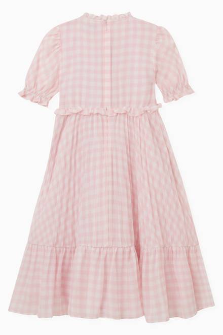 hover state of Gingham Print Smocked Dress in Chiffon 