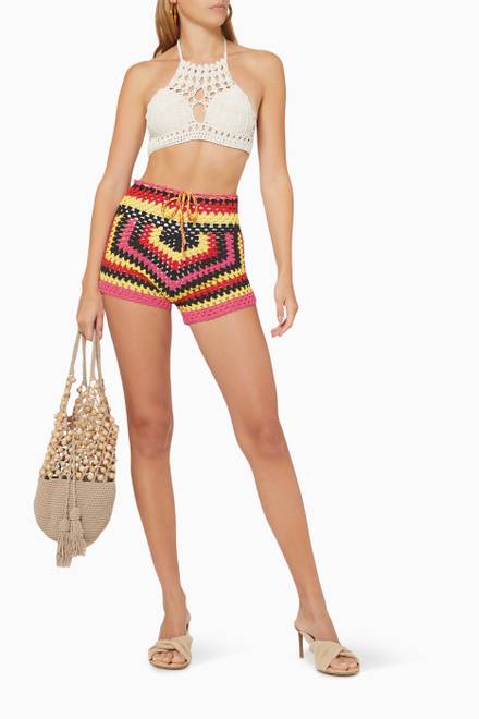 hover state of Cenote Crop Top in Crocheted Cotton  