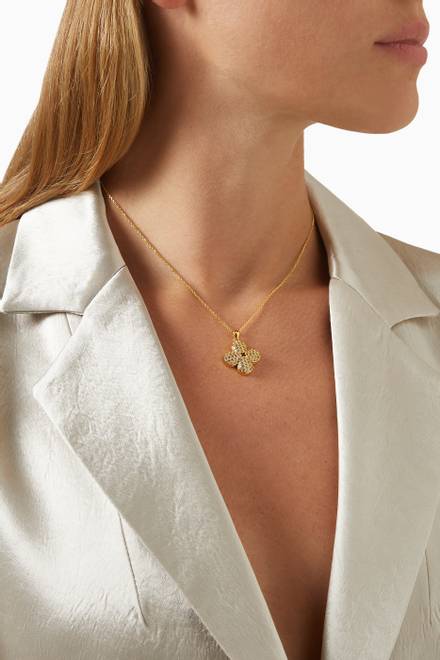hover state of Clover Flower Pendant Necklace in 18kt Gold-plated Sterling Silver  