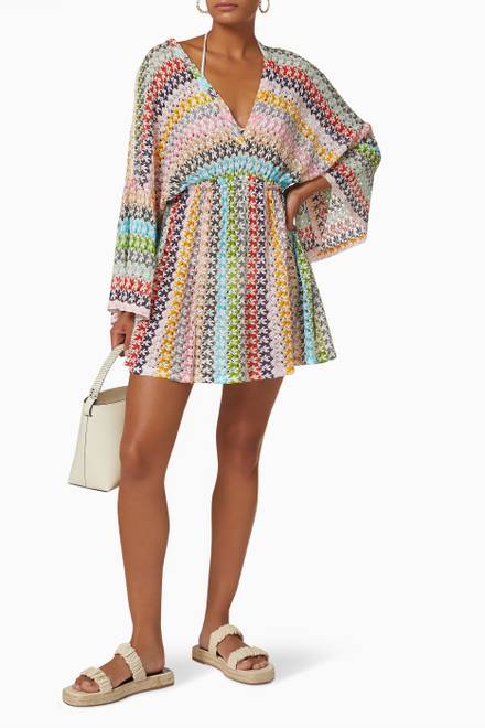 hover state of Short Beach Dress in Viscose Blend Knit