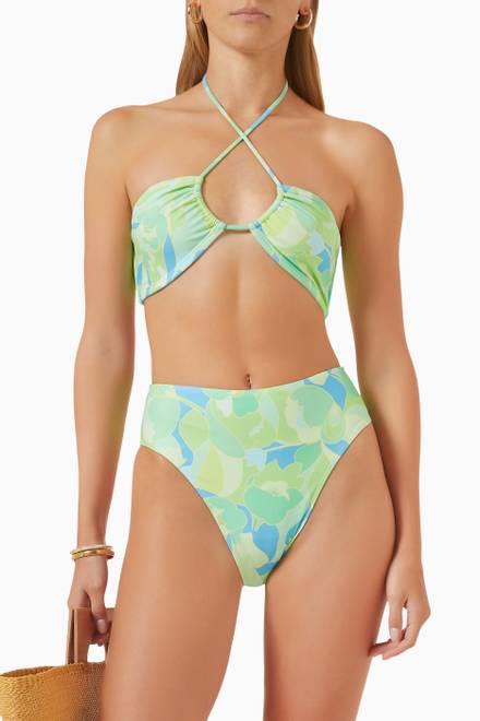 hover state of Chania Bikini Bottoms in Stretch Nylon Towelling
