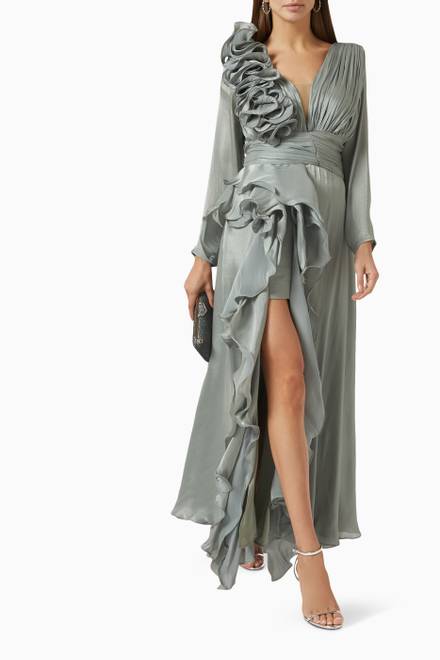 hover state of Ruffled Maxi Dress  