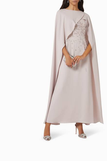 hover state of Amy Asymmetric Cape Embellished Kaftan  