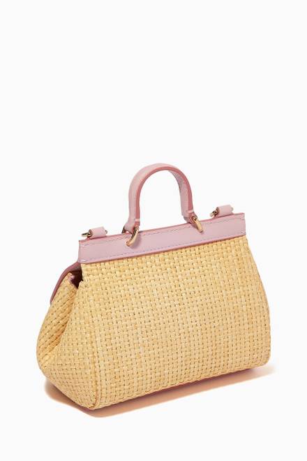 hover state of Mini Miss Sicily Bag in Straw & Leather
