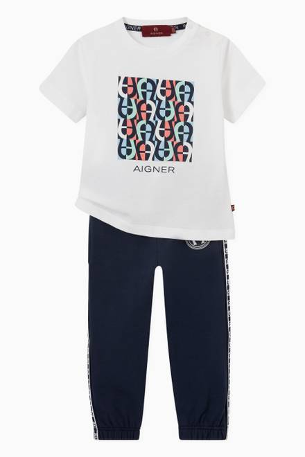 hover state of Logo Square Pattern Print T-shirt in Cotton Jersey   