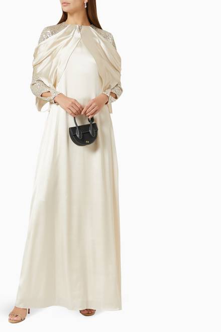 hover state of Reema Sequin Sleeve Draped Maxi Dress in Silk  