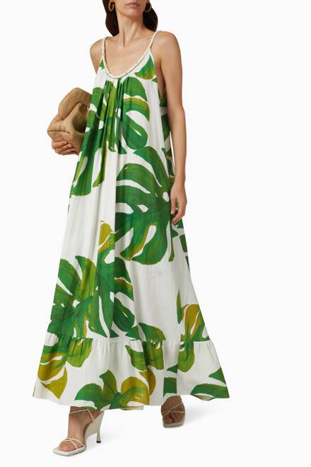 hover state of Monstera Maxi Dress in Linen Cotton 