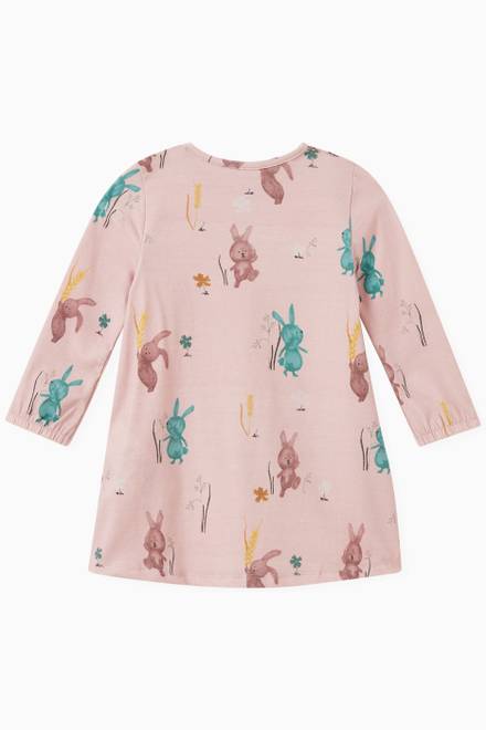 hover state of Katie Rabbit Print Dress in Cotton