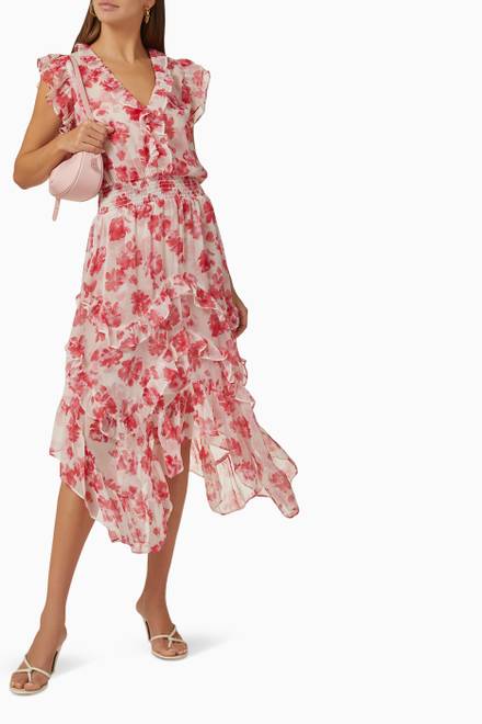 hover state of Dakota Floral Print Midi Dress in Chiffon