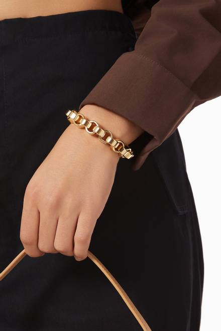 hover state of Claudia Flat Chain Bracelet in 14kt Gold-plated Brass