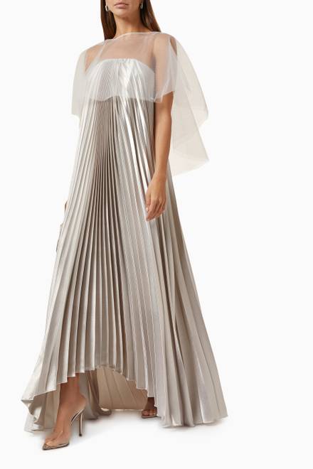 hover state of Cape & Pleated Maxi Dress Set