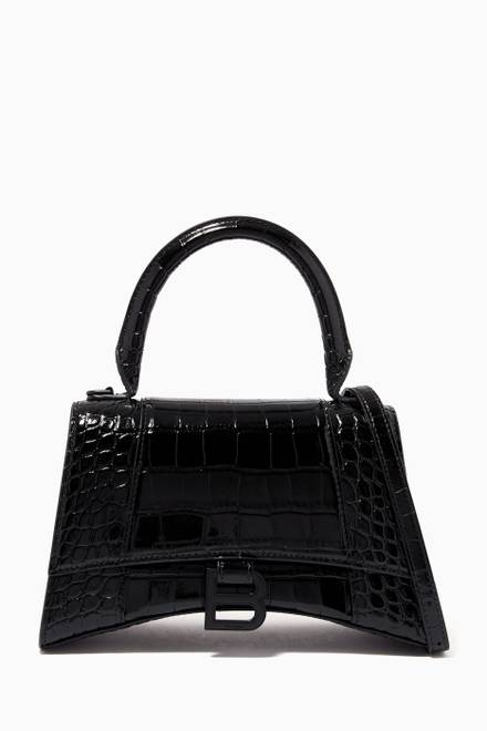Shop Balenciaga Neutral Hourglass Small Top Handle Bag in Shiny ...