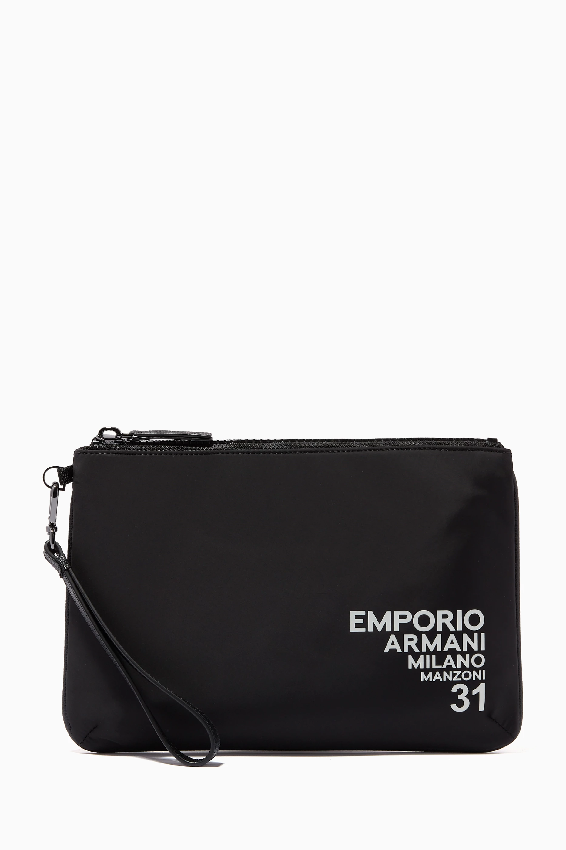 Shop Emporio Armani Black EA Milano Travel Pouch in Nylon for MEN | Ounass  Bahrain