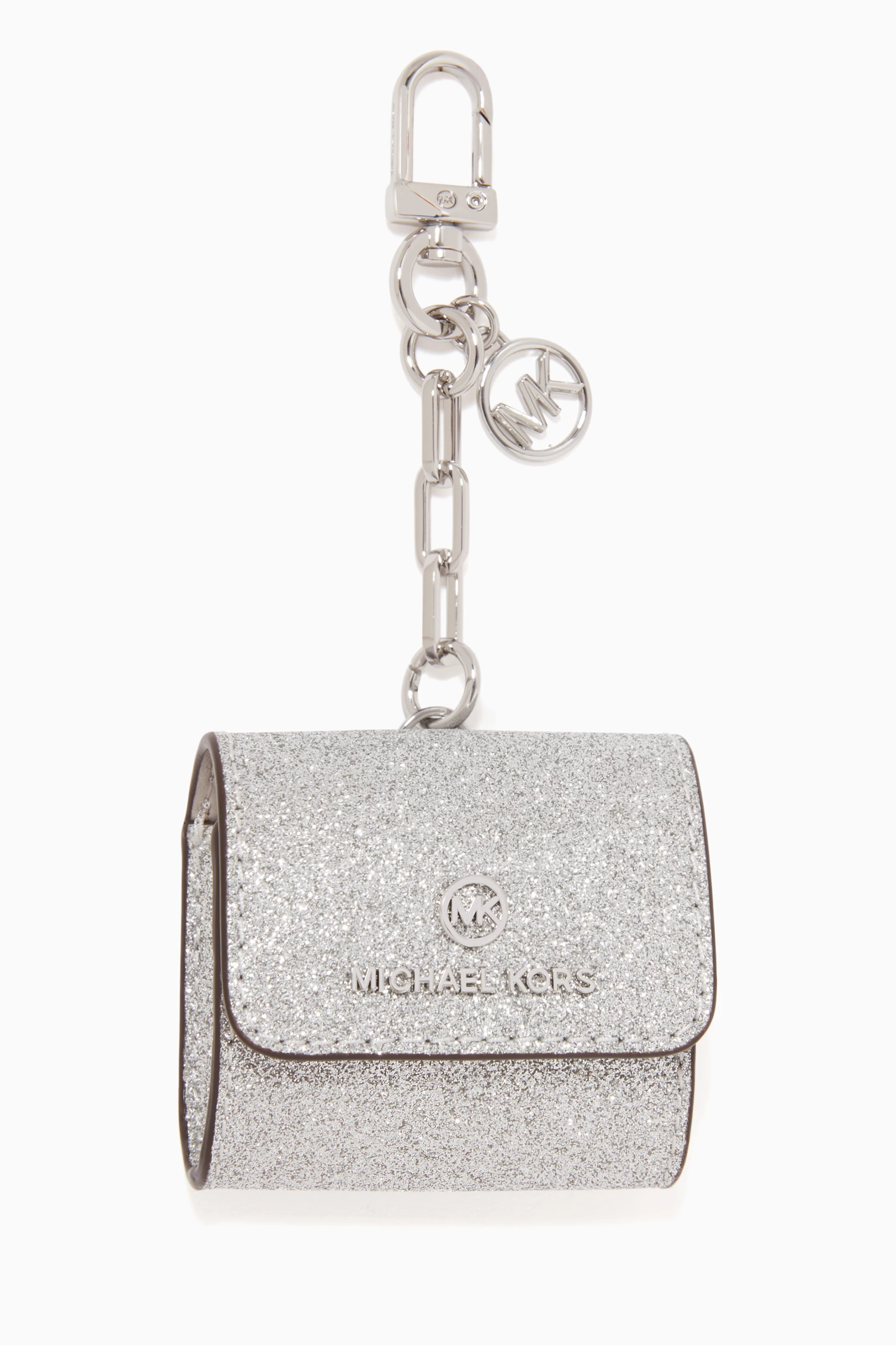 Shop Michael Kors Grey AirPods Clip Case in Glitter Leather for WOMEN |  Ounass Bahrain