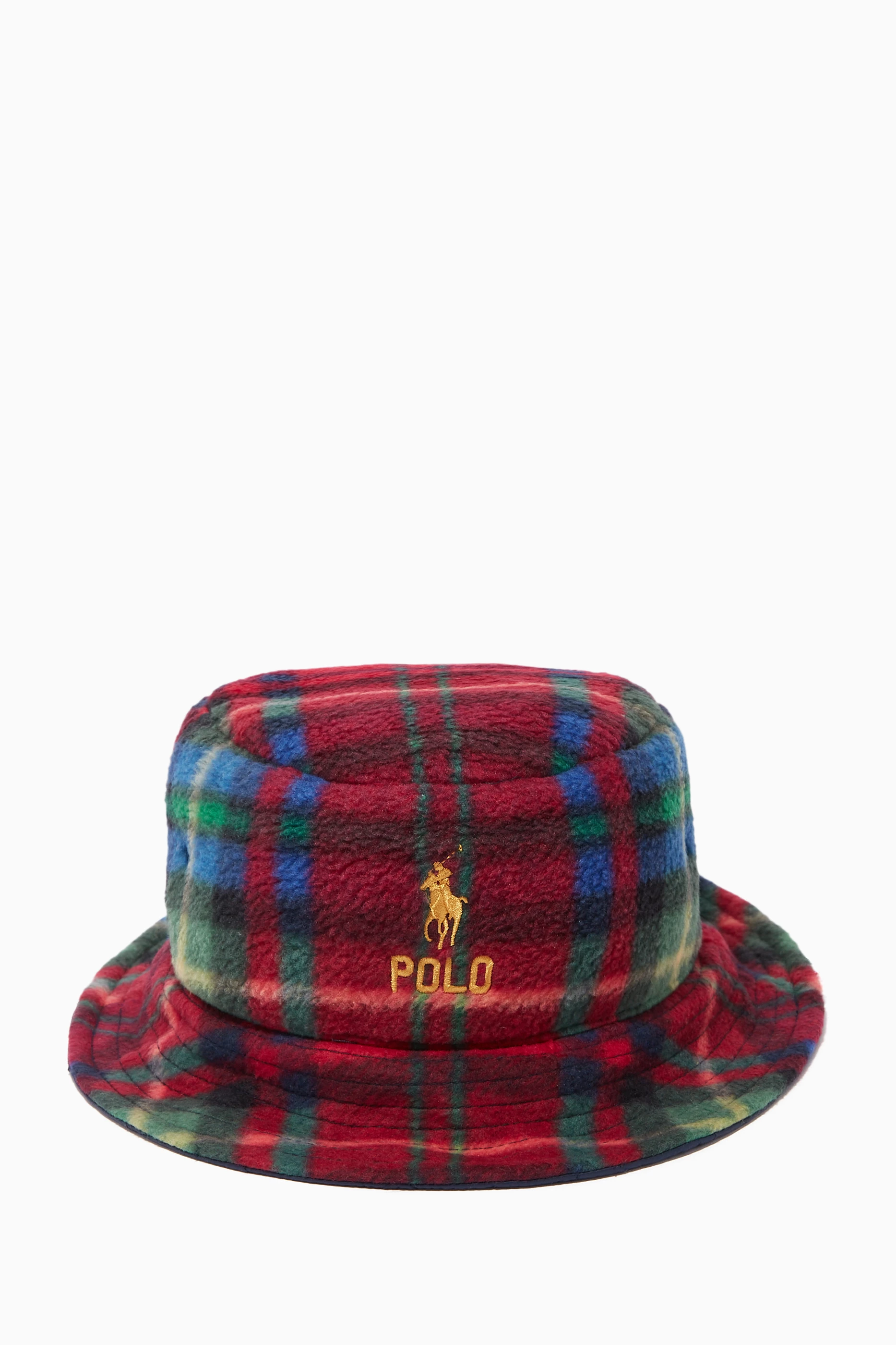 Shop Polo Ralph Lauren Black Bucket Hat in Plaid Teddy for MEN | Ounass Oman