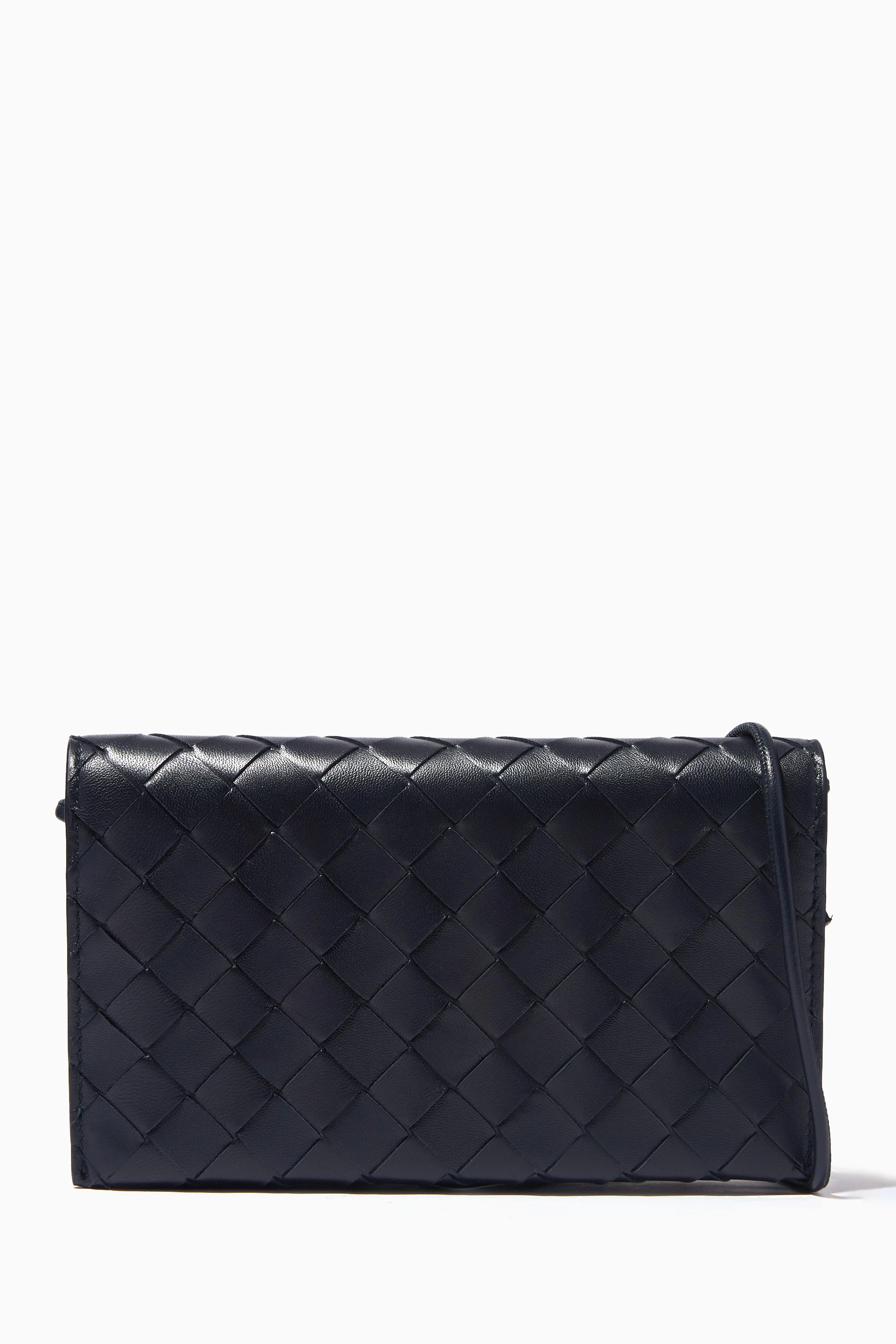 Shop Bottega Veneta Blue Wallet on Strap in Intrecciato Leather for WOMEN |  Ounass Bahrain