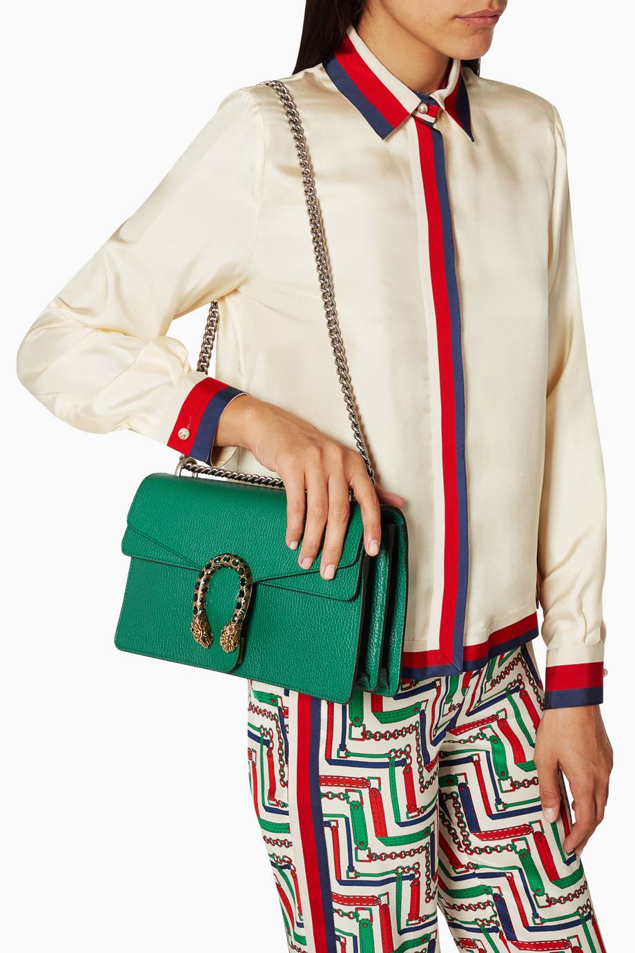 Shop Luxury Gucci Green Dionysus Textured Leather Shoulder Bag | Ounass UAE